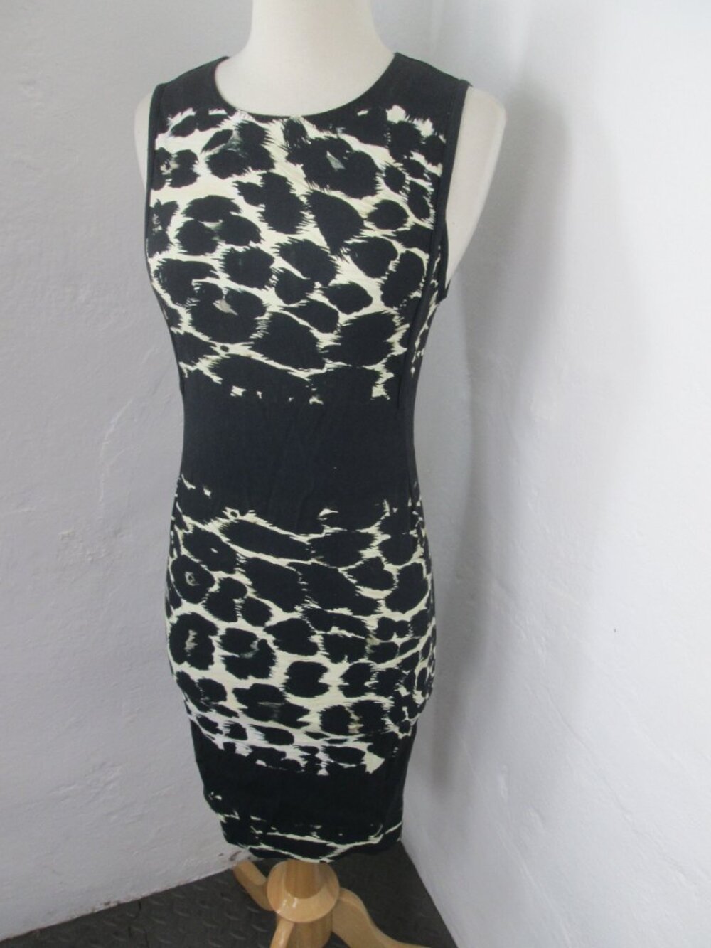 Roberto Cavalli Black Animal Print Stretch Bodycon Sheath Dress Women's 40-US 4